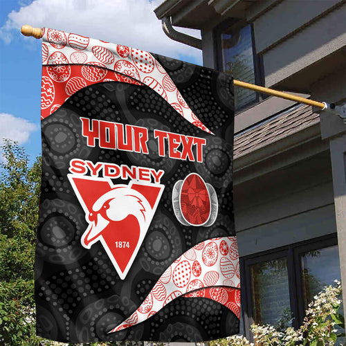 Personalized Sydney Football Garden Flag Easter Egg Pattern Red White Tribal Dot Art Style