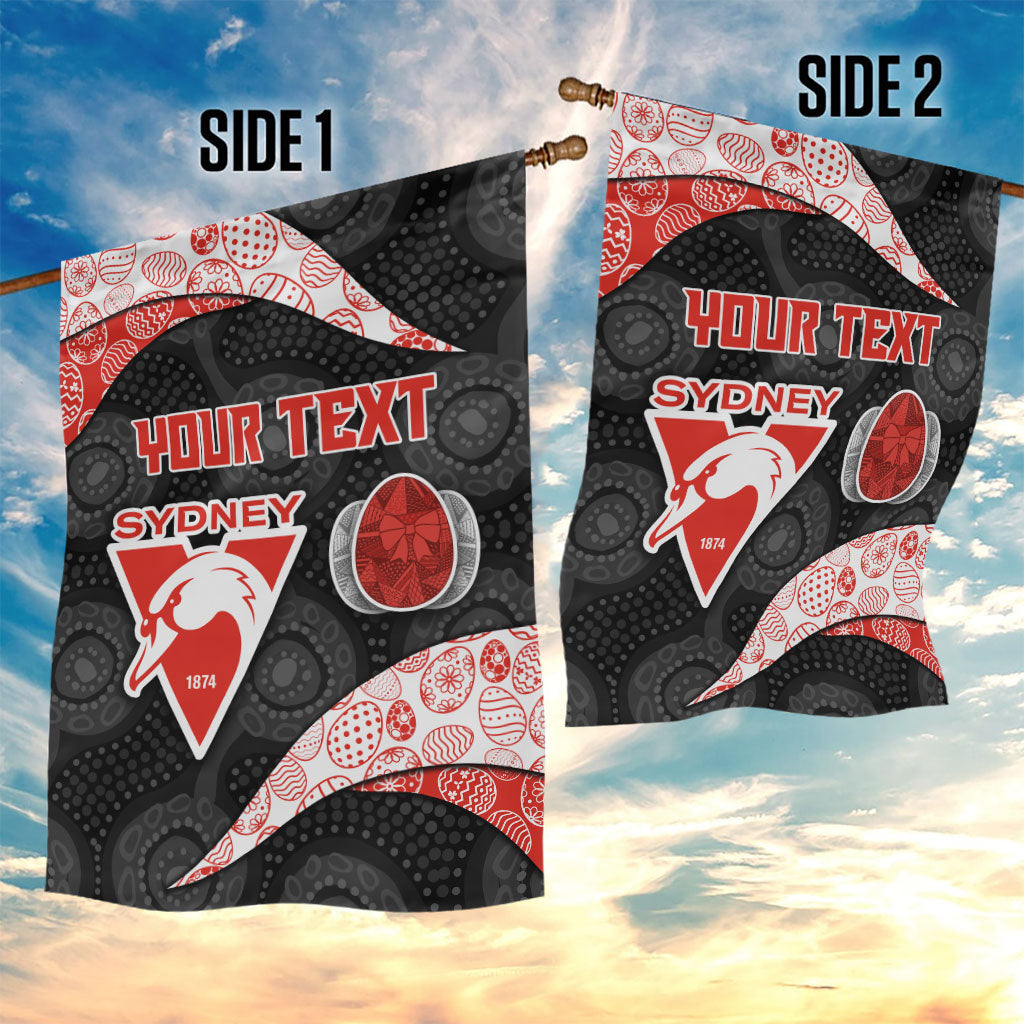 Personalized Sydney Football Garden Flag Easter Egg Pattern Red White Tribal Dot Art Style