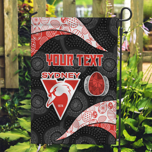 Personalized Sydney Football Garden Flag Easter Egg Pattern Red White Tribal Dot Art Style