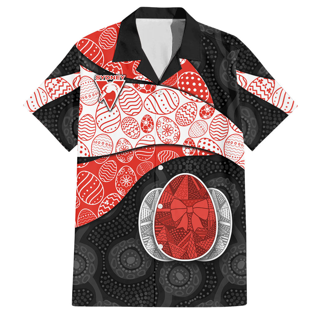 Personalized Sydney Football Hawaiian Shirt Easter Egg Pattern Red White Tribal Dot Art Style