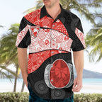Personalized Sydney Football Hawaiian Shirt Easter Egg Pattern Red White Tribal Dot Art Style