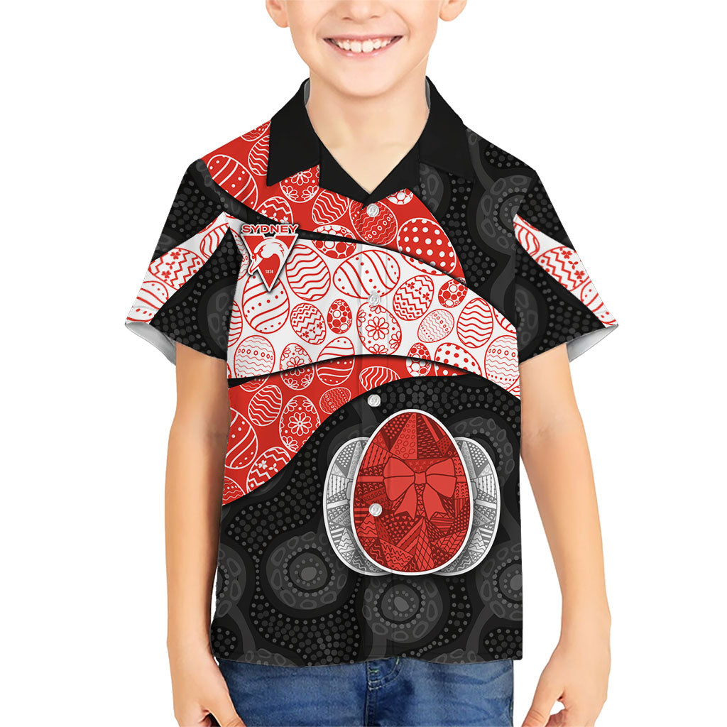 Personalized Sydney Football Hawaiian Shirt Easter Egg Pattern Red White Tribal Dot Art Style