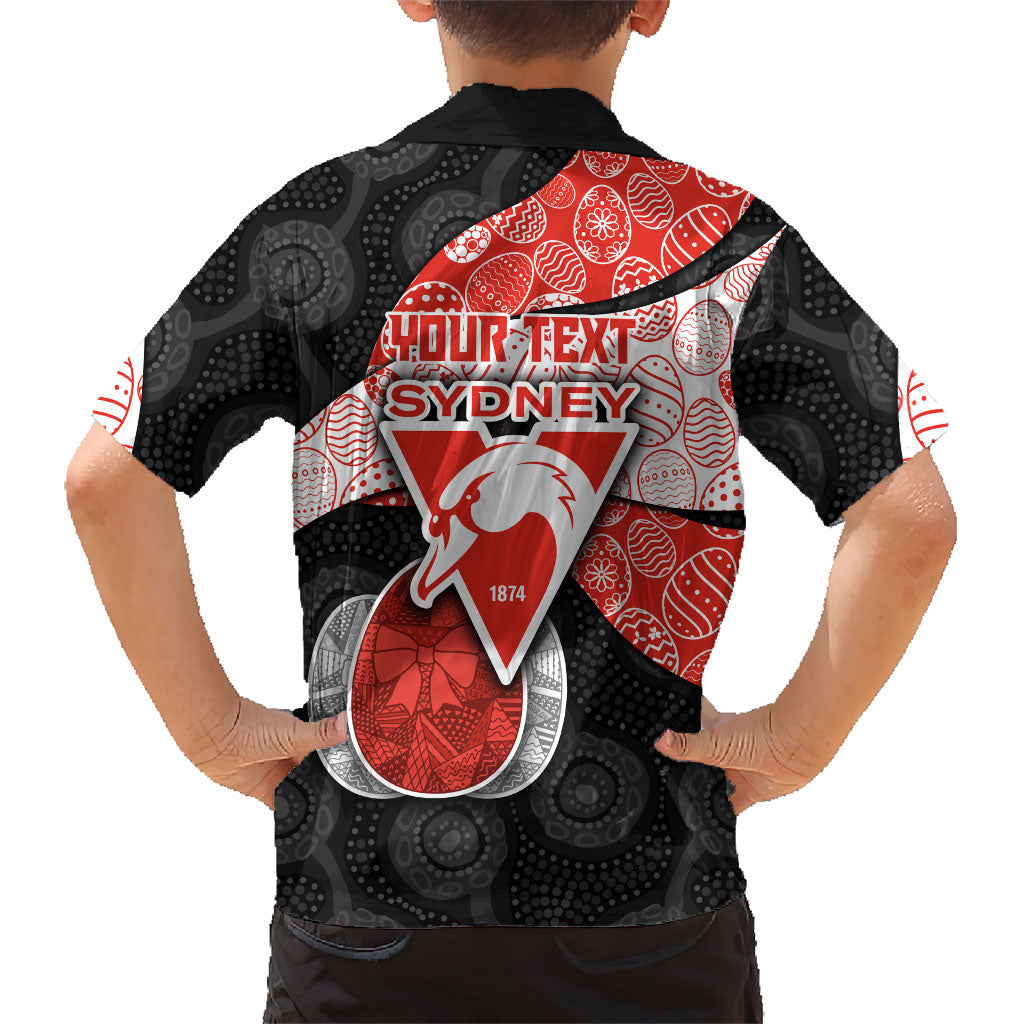 Personalized Sydney Football Hawaiian Shirt Easter Egg Pattern Red White Tribal Dot Art Style