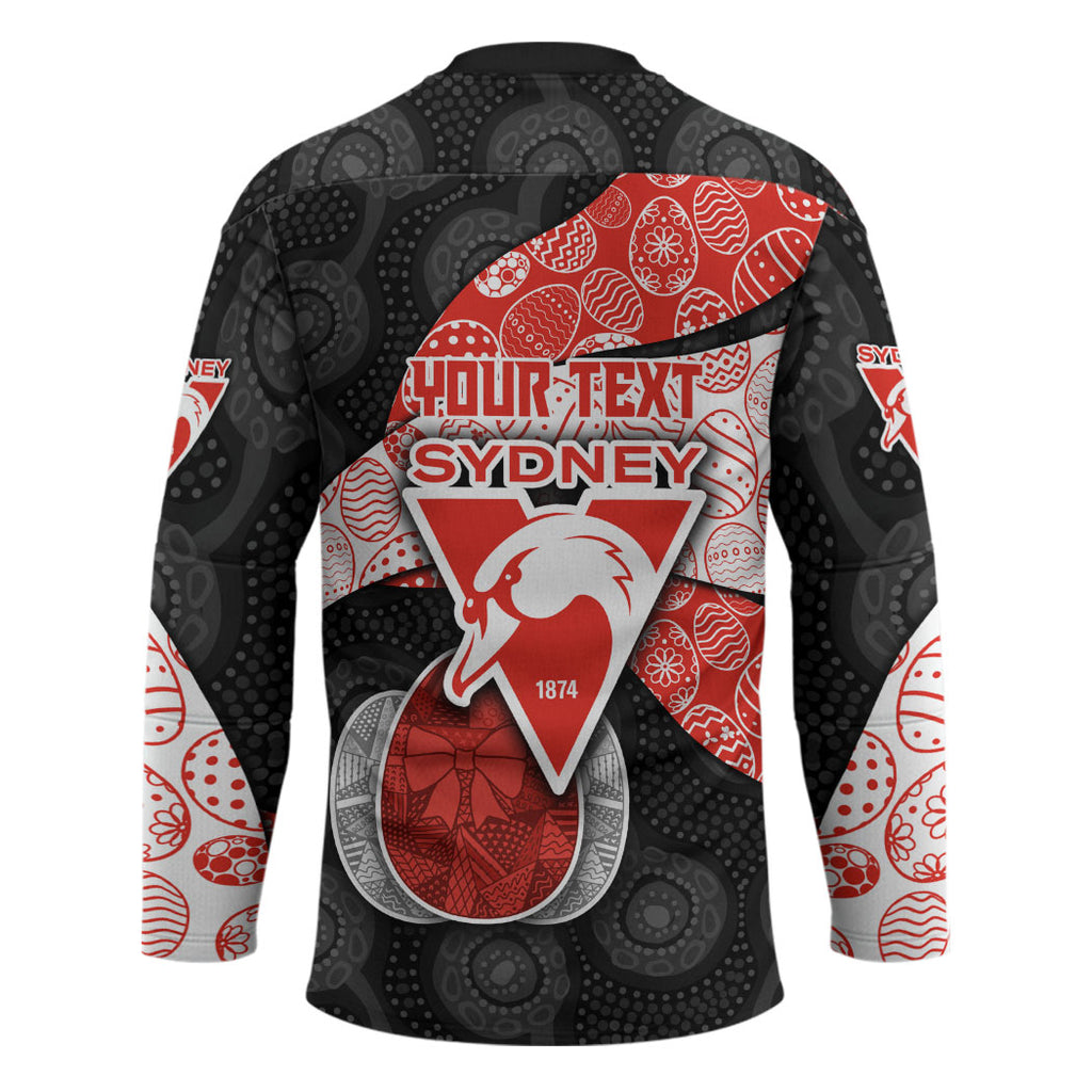 Personalized Sydney Football Hockey Jersey Easter Egg Pattern Red White Tribal Dot Art Style
