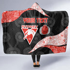 Personalized Sydney Football Hooded Blanket Easter Egg Pattern Red White Tribal Dot Art Style