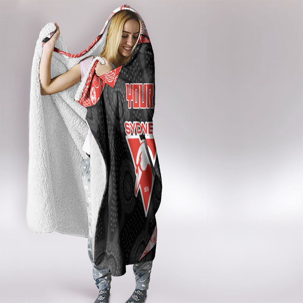 Personalized Sydney Football Hooded Blanket Easter Egg Pattern Red White Tribal Dot Art Style