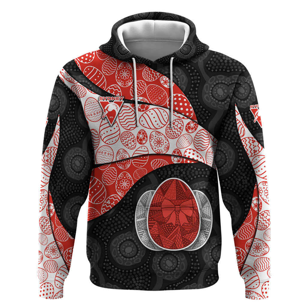 Personalized Sydney Football Hoodie Easter Egg Pattern Red White Tribal Dot Art Style