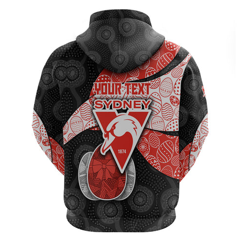 Personalized Sydney Football Hoodie Easter Egg Pattern Red White Tribal Dot Art Style