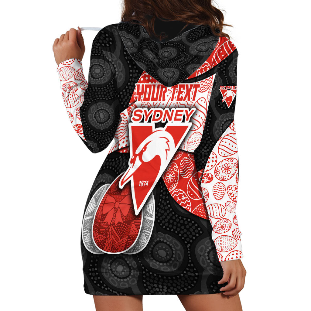 Personalized Sydney Football Hoodie Dress Easter Egg Pattern Red White Tribal Dot Art Style