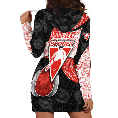 Personalized Sydney Football Hoodie Dress Easter Egg Pattern Red White Tribal Dot Art Style