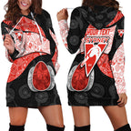 Personalized Sydney Football Hoodie Dress Easter Egg Pattern Red White Tribal Dot Art Style