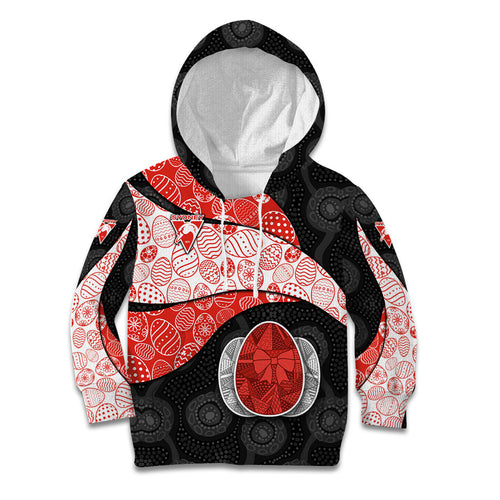 Personalized Sydney Football Kid Hoodie Easter Egg Pattern Red White Tribal Dot Art Style