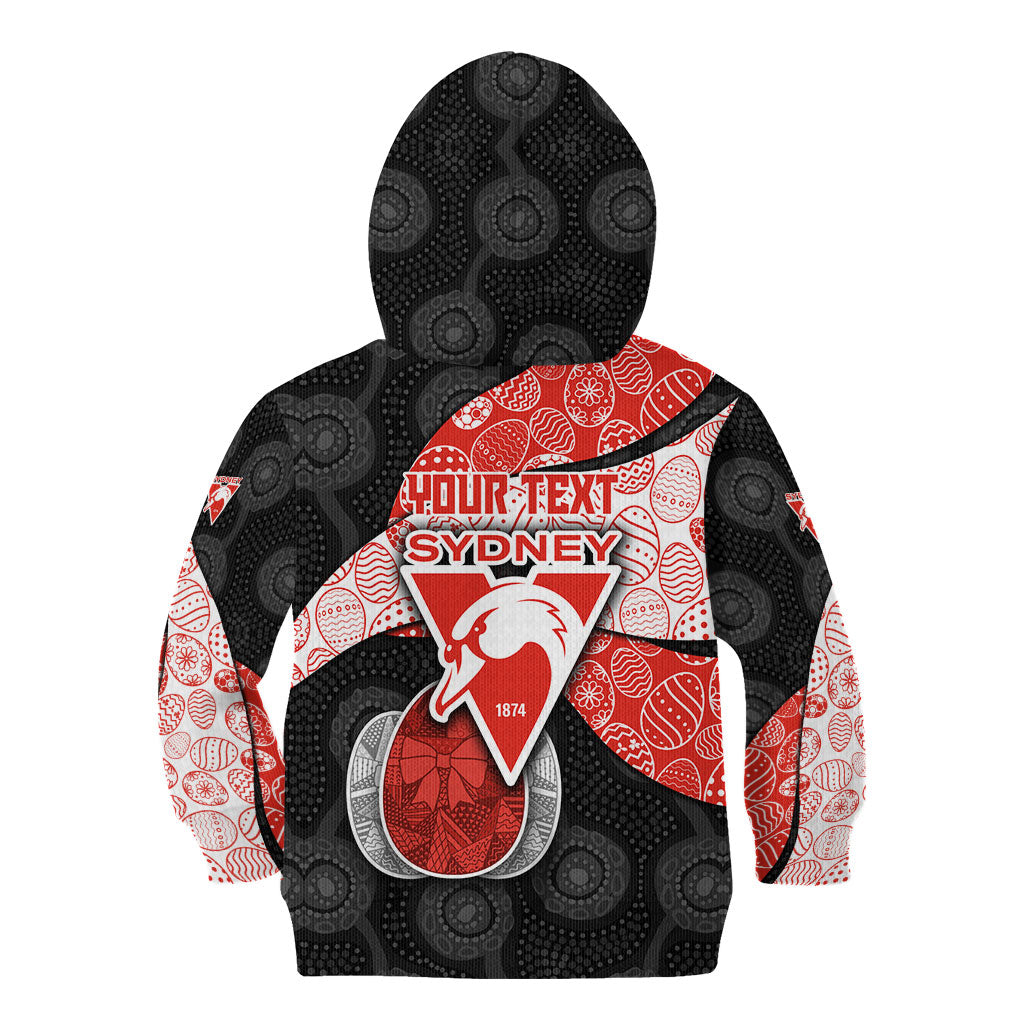 Personalized Sydney Football Kid Hoodie Easter Egg Pattern Red White Tribal Dot Art Style