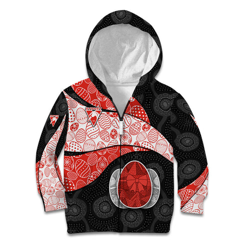 Personalized Sydney Football Kid Hoodie Easter Egg Pattern Red White Tribal Dot Art Style