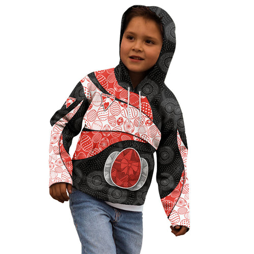 Personalized Sydney Football Kid Hoodie Easter Egg Pattern Red White Tribal Dot Art Style