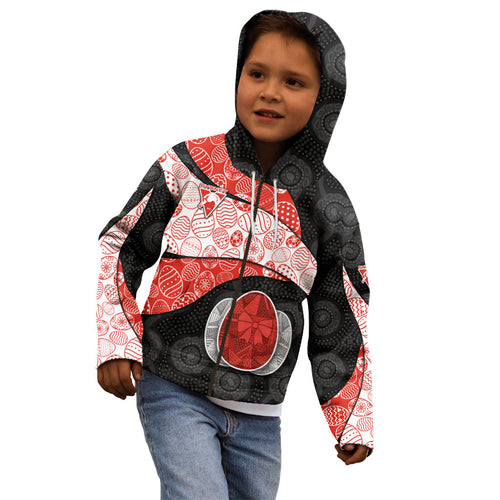 Personalized Sydney Football Kid Hoodie Easter Egg Pattern Red White Tribal Dot Art Style