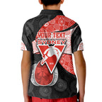 Personalized Sydney Football Kid Polo Shirt Easter Egg Pattern Red White Tribal Dot Art Style