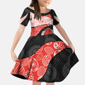Personalized Sydney Football Kid Short Sleeve Dress Easter Egg Pattern Red White Tribal Dot Art Style