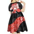 Personalized Sydney Football Kid Short Sleeve Dress Easter Egg Pattern Red White Tribal Dot Art Style