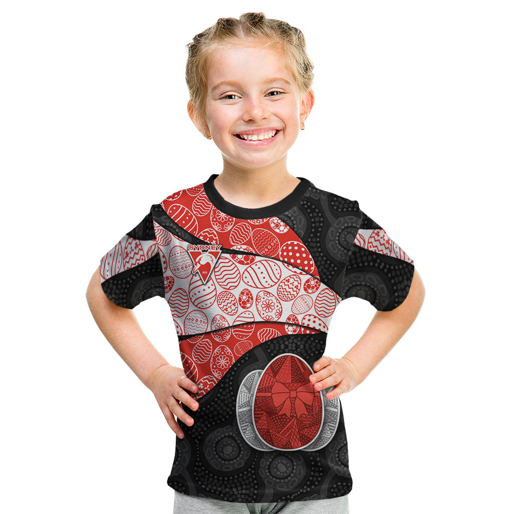 Personalized Sydney Football Kid T Shirt Easter Egg Pattern Red White Tribal Dot Art Style