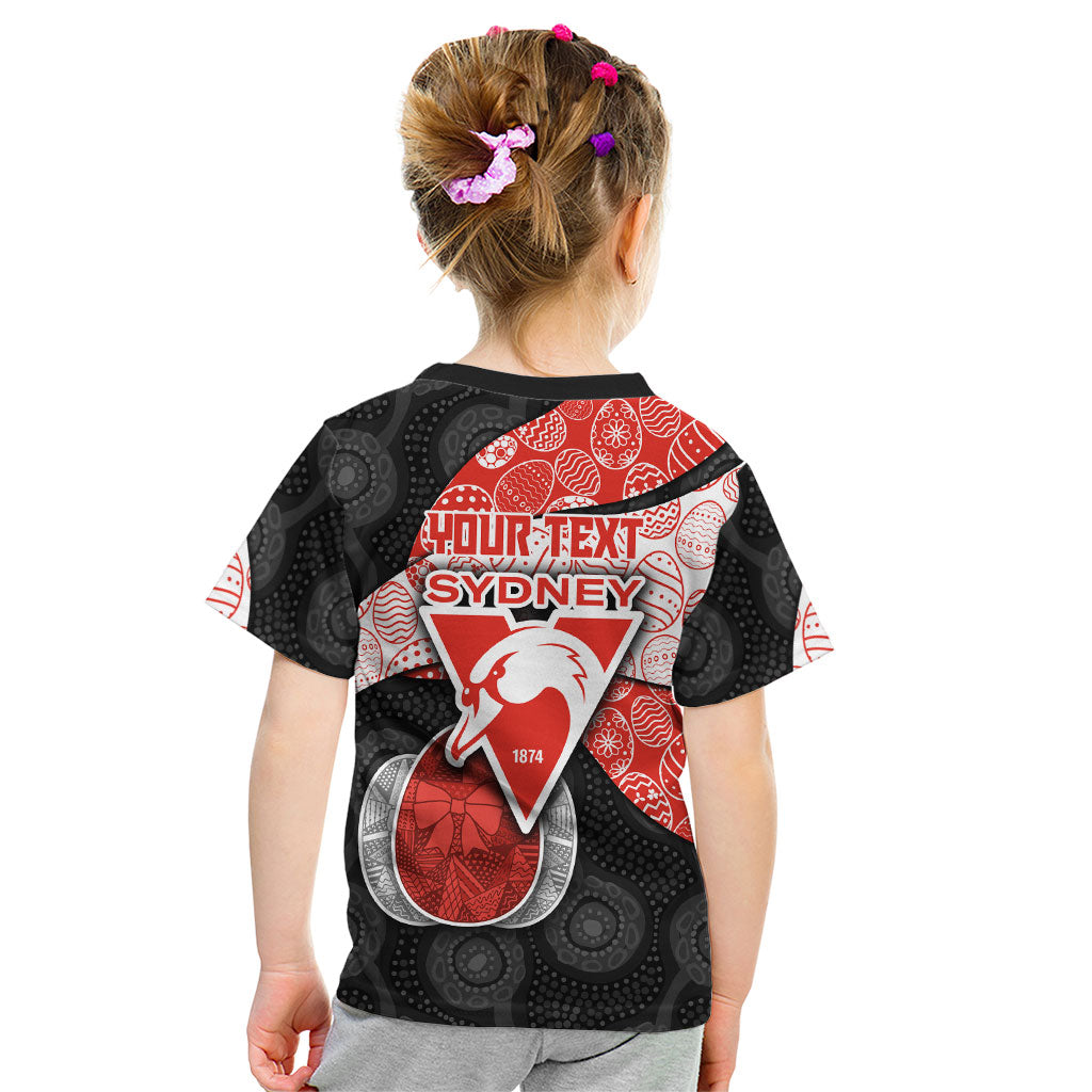 Personalized Sydney Football Kid T Shirt Easter Egg Pattern Red White Tribal Dot Art Style