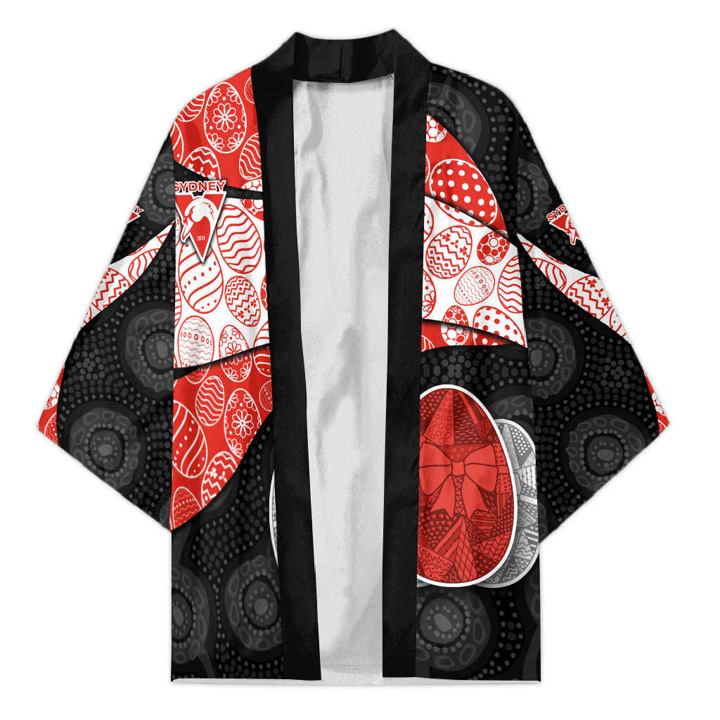 Personalized Sydney Football Kimono Easter Egg Pattern Red White Tribal Dot Art Style