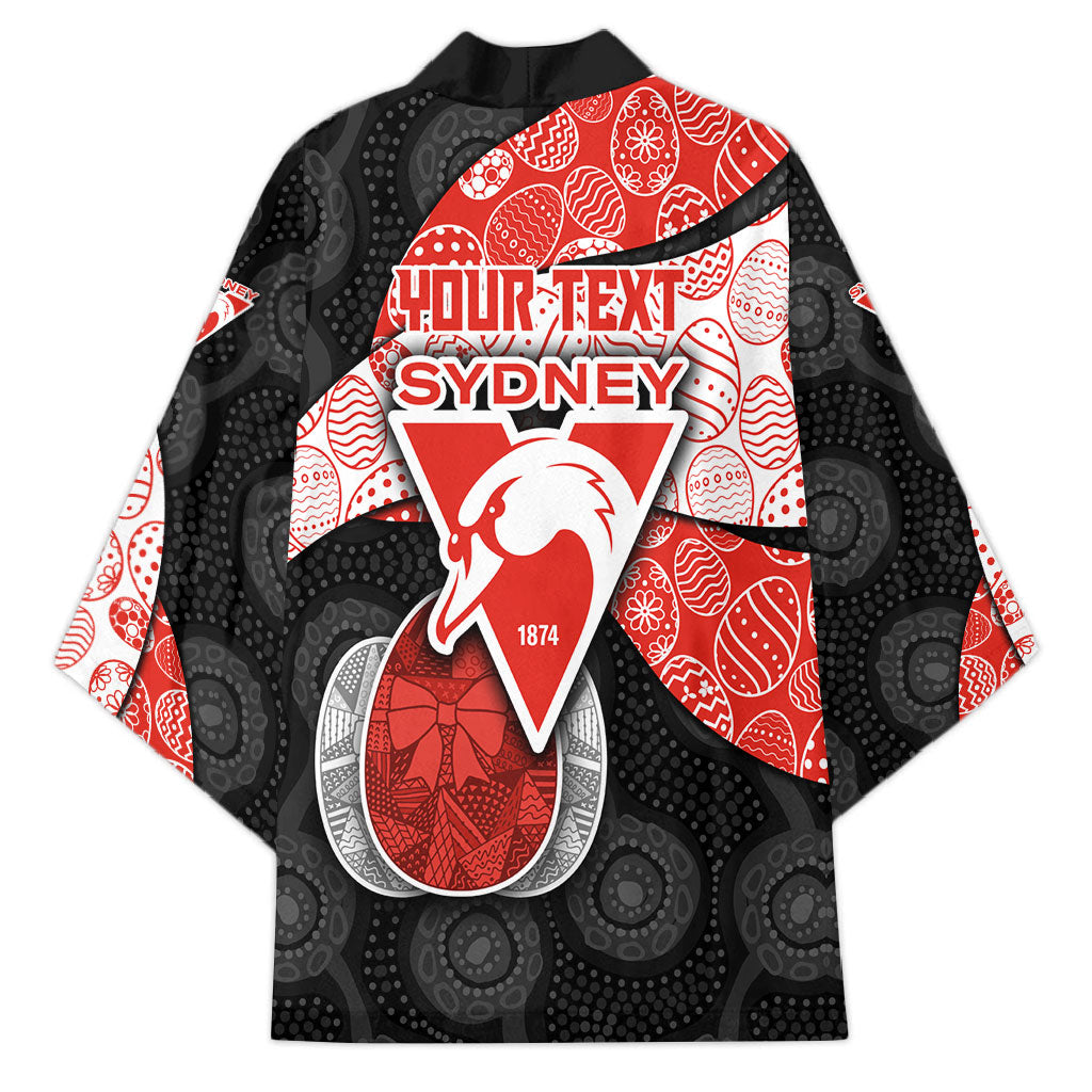 Personalized Sydney Football Kimono Easter Egg Pattern Red White Tribal Dot Art Style