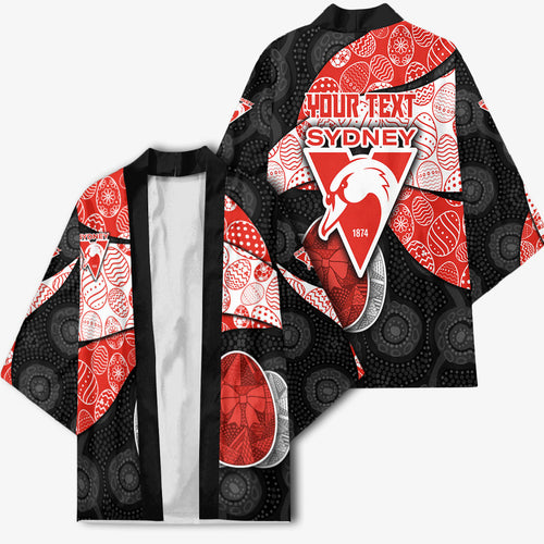Personalized Sydney Football Kimono Easter Egg Pattern Red White Tribal Dot Art Style