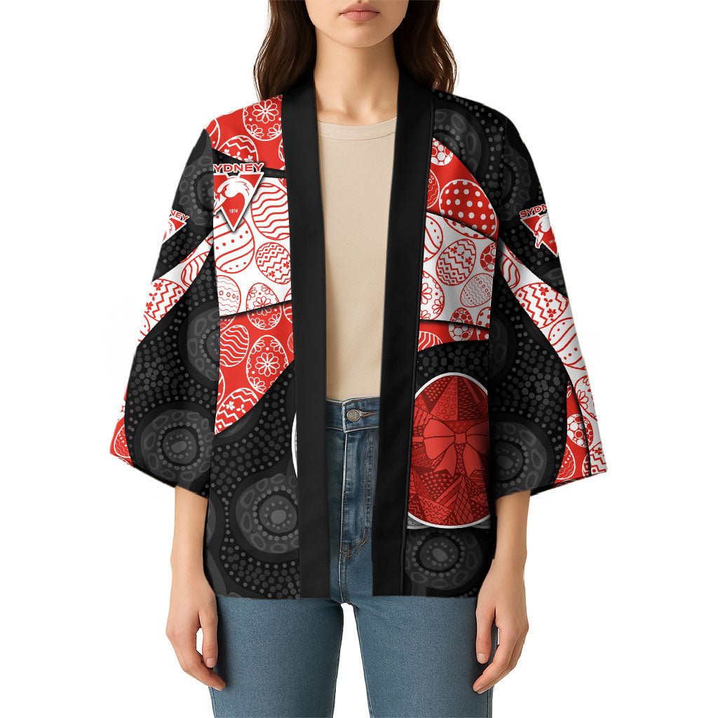 Personalized Sydney Football Kimono Easter Egg Pattern Red White Tribal Dot Art Style