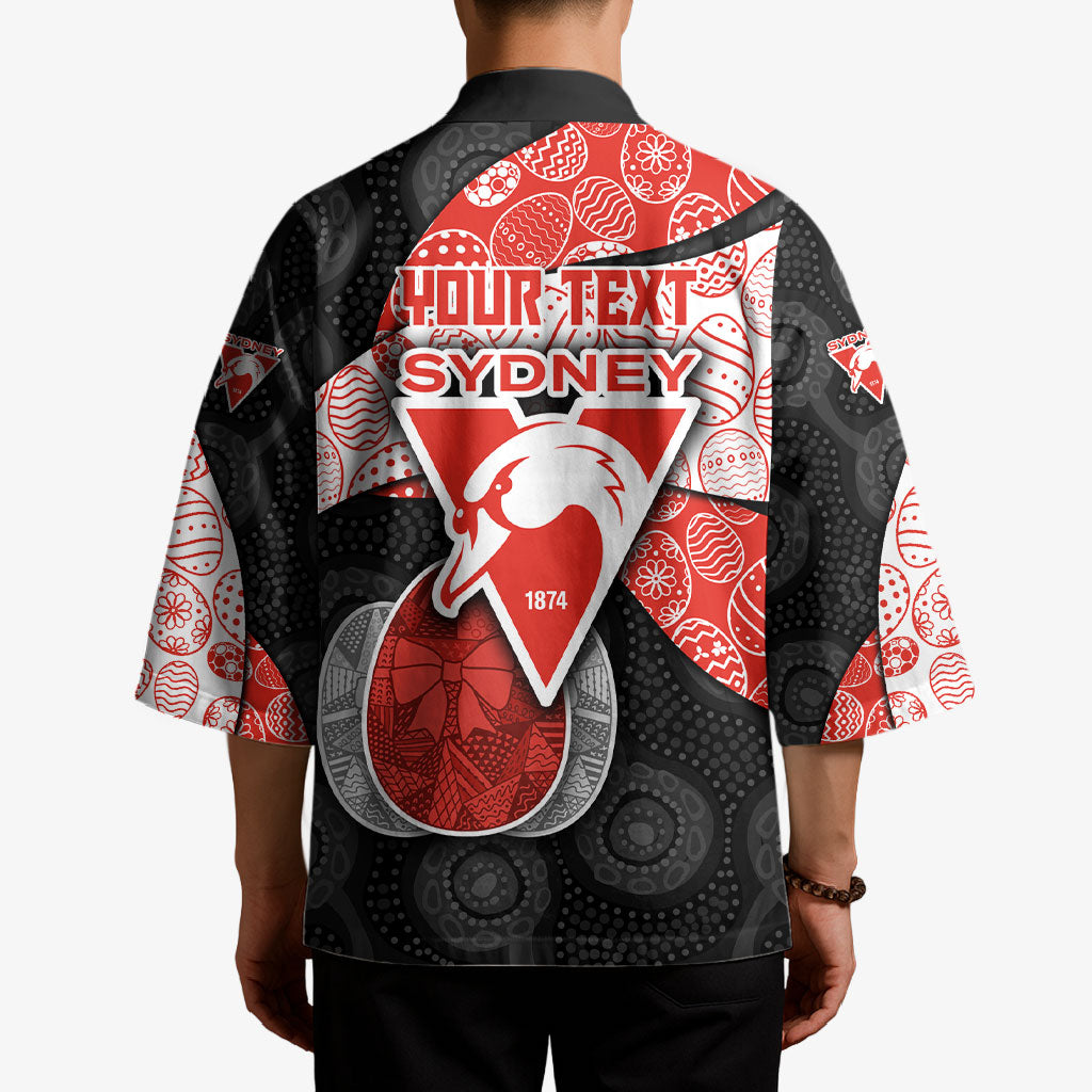 Personalized Sydney Football Kimono Easter Egg Pattern Red White Tribal Dot Art Style