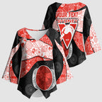 Personalized Sydney Football Kimono Sleeve Blouse Easter Egg Pattern Red White Tribal Dot Art Style