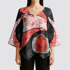 Personalized Sydney Football Kimono Sleeve Blouse Easter Egg Pattern Red White Tribal Dot Art Style