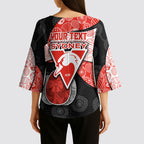 Personalized Sydney Football Kimono Sleeve Blouse Easter Egg Pattern Red White Tribal Dot Art Style