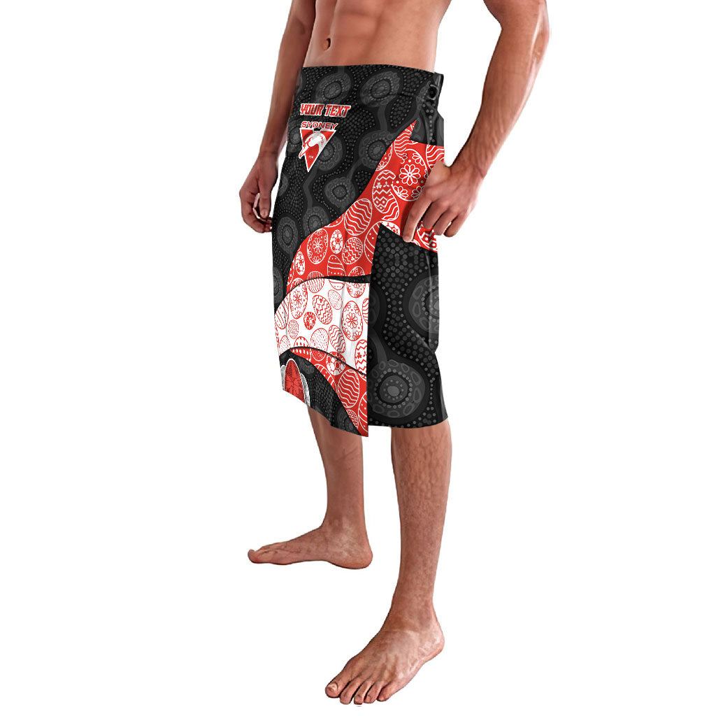 Personalized Sydney Football Lavalava Easter Egg Pattern Red White Tribal Dot Art Style