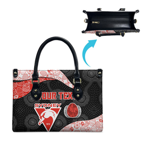 Personalized Sydney Football Leather Bag Easter Egg Pattern Red White Tribal Dot Art Style
