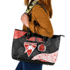 Personalized Sydney Football Leather Tote Bag Easter Egg Pattern Red White Tribal Dot Art Style