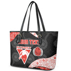 Personalized Sydney Football Leather Tote Bag Easter Egg Pattern Red White Tribal Dot Art Style