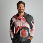 Personalized Sydney Football Long Sleeve Polo Shirt Easter Egg Pattern Red White Tribal Dot Art Style