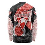 Personalized Sydney Football Long Sleeve Shirt Easter Egg Pattern Red White Tribal Dot Art Style