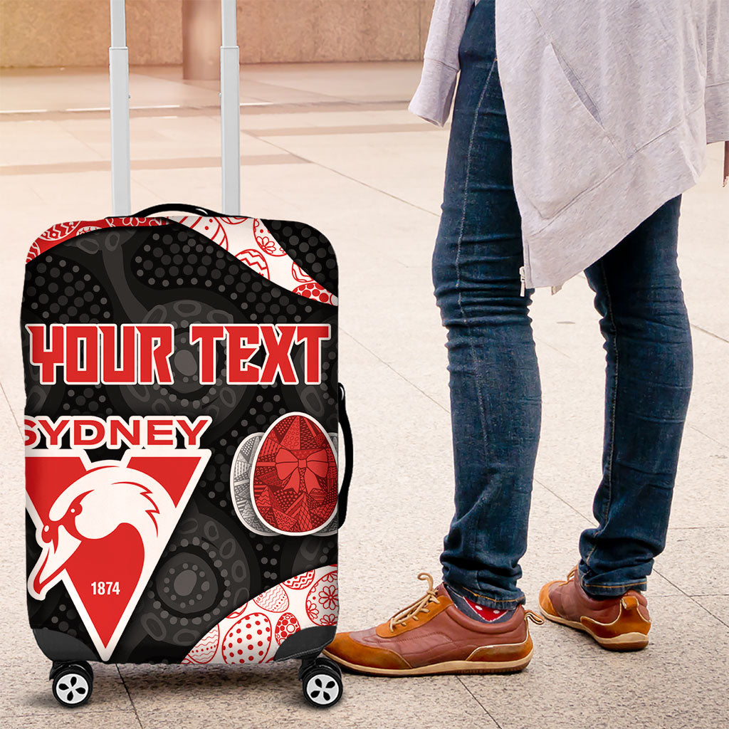 Personalized Sydney Football Luggage Cover Easter Egg Pattern Red White Tribal Dot Art Style