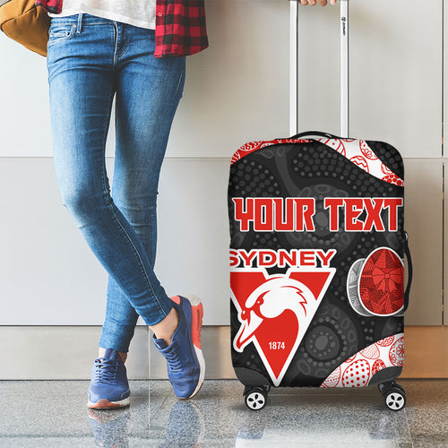 Personalized Sydney Football Luggage Cover Easter Egg Pattern Red White Tribal Dot Art Style