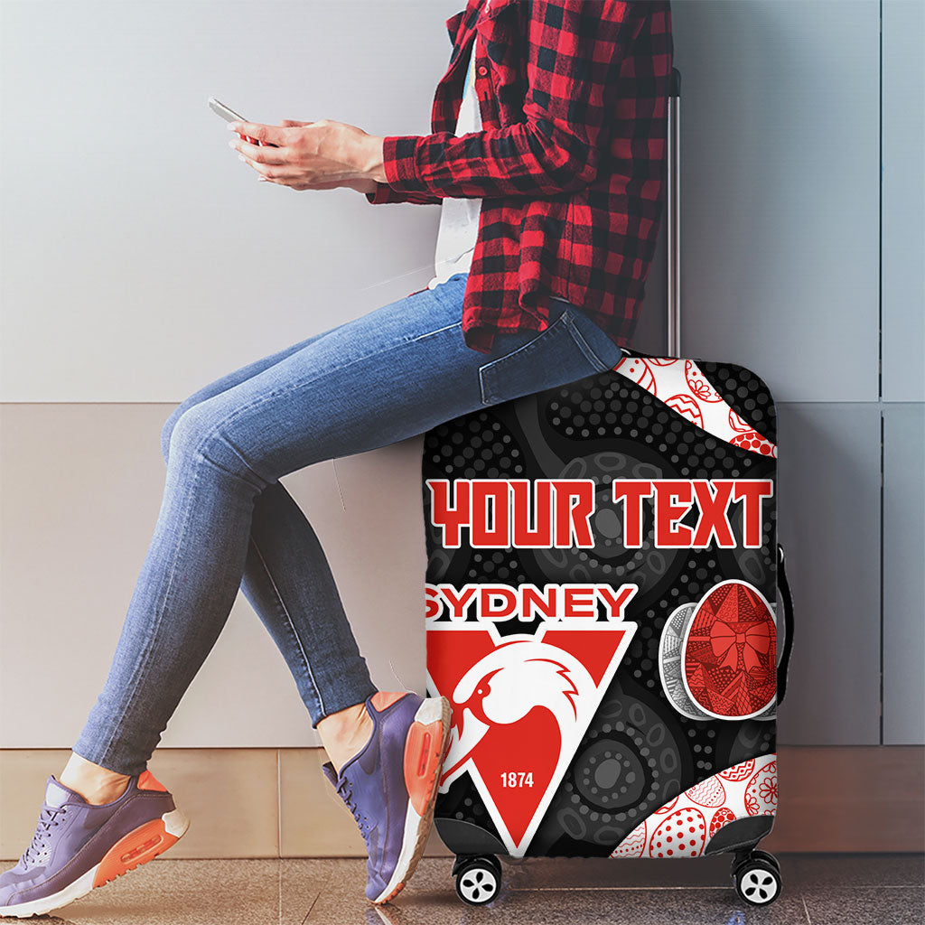 Personalized Sydney Football Luggage Cover Easter Egg Pattern Red White Tribal Dot Art Style