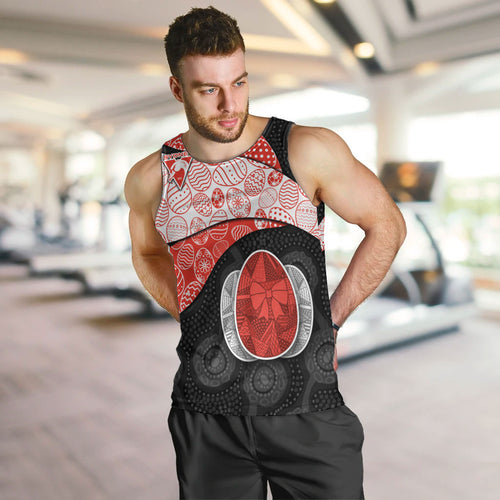Personalized Sydney Football Men Tank Top Easter Egg Pattern Red White Tribal Dot Art Style
