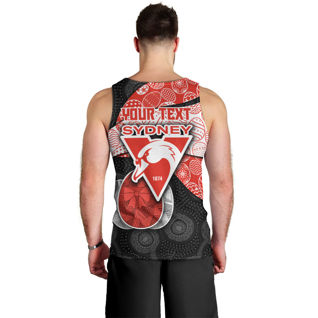Personalized Sydney Football Men Tank Top Easter Egg Pattern Red White Tribal Dot Art Style
