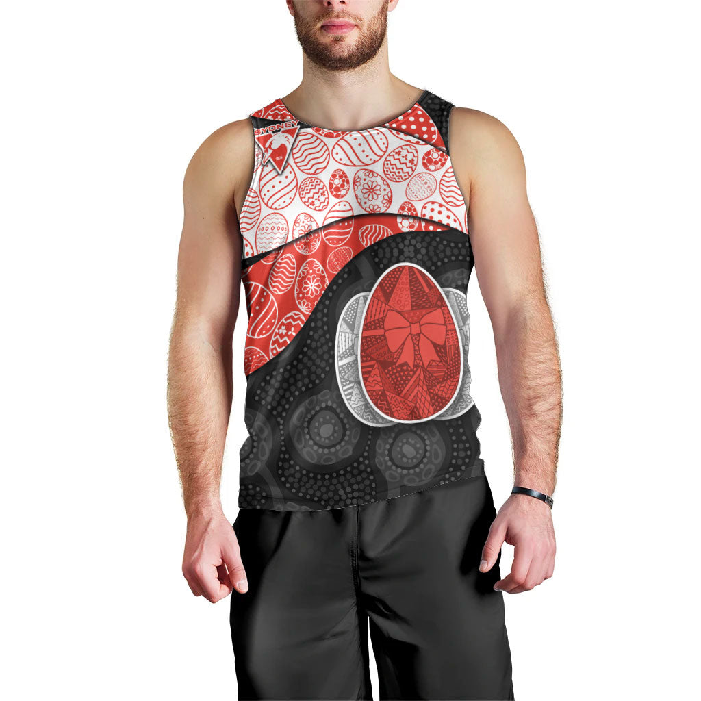 Personalized Sydney Football Men Tank Top Easter Egg Pattern Red White Tribal Dot Art Style