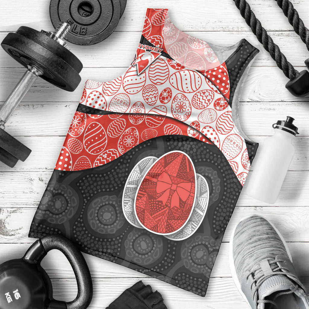 Personalized Sydney Football Men Tank Top Easter Egg Pattern Red White Tribal Dot Art Style