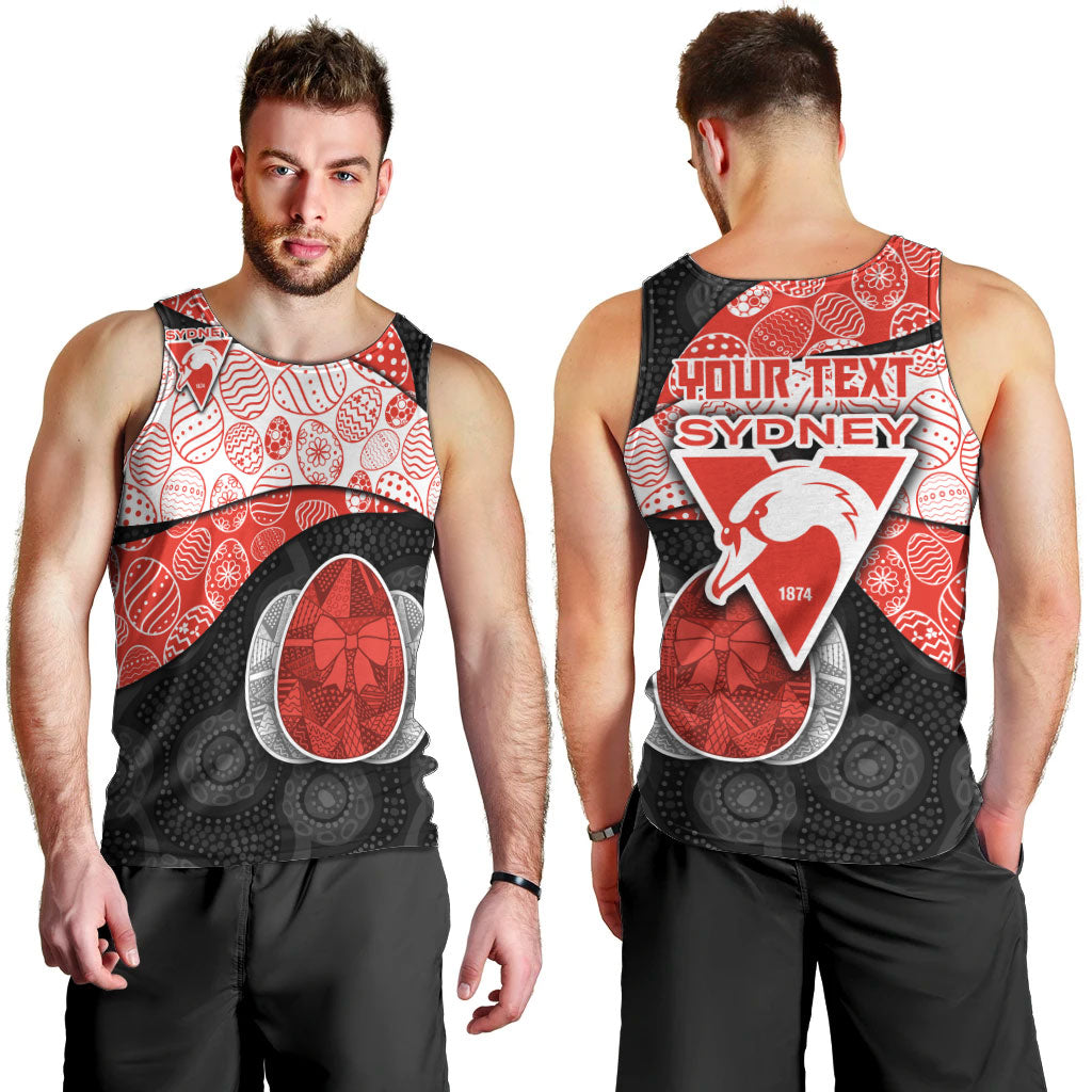 Personalized Sydney Football Men Tank Top Easter Egg Pattern Red White Tribal Dot Art Style