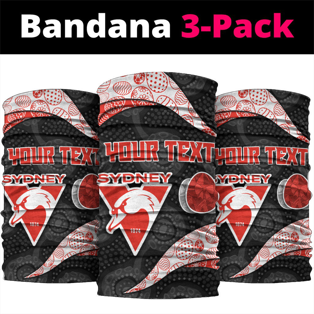 Personalized Sydney Football Neck Gaiter Easter Egg Pattern Red White Tribal Dot Art Style
