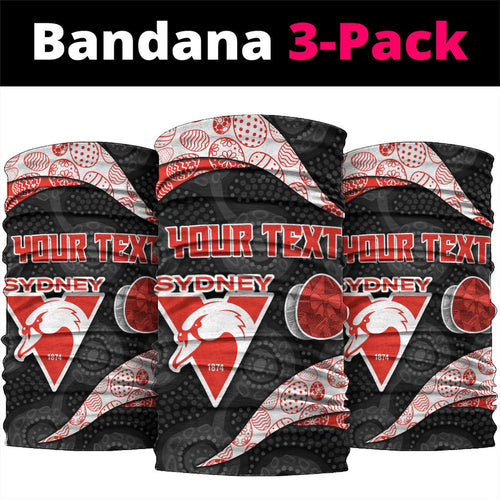 Personalized Sydney Football Neck Gaiter Easter Egg Pattern Red White Tribal Dot Art Style