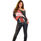 Personalized Sydney Football Off Shoulder Sweater Easter Egg Pattern Red White Tribal Dot Art Style